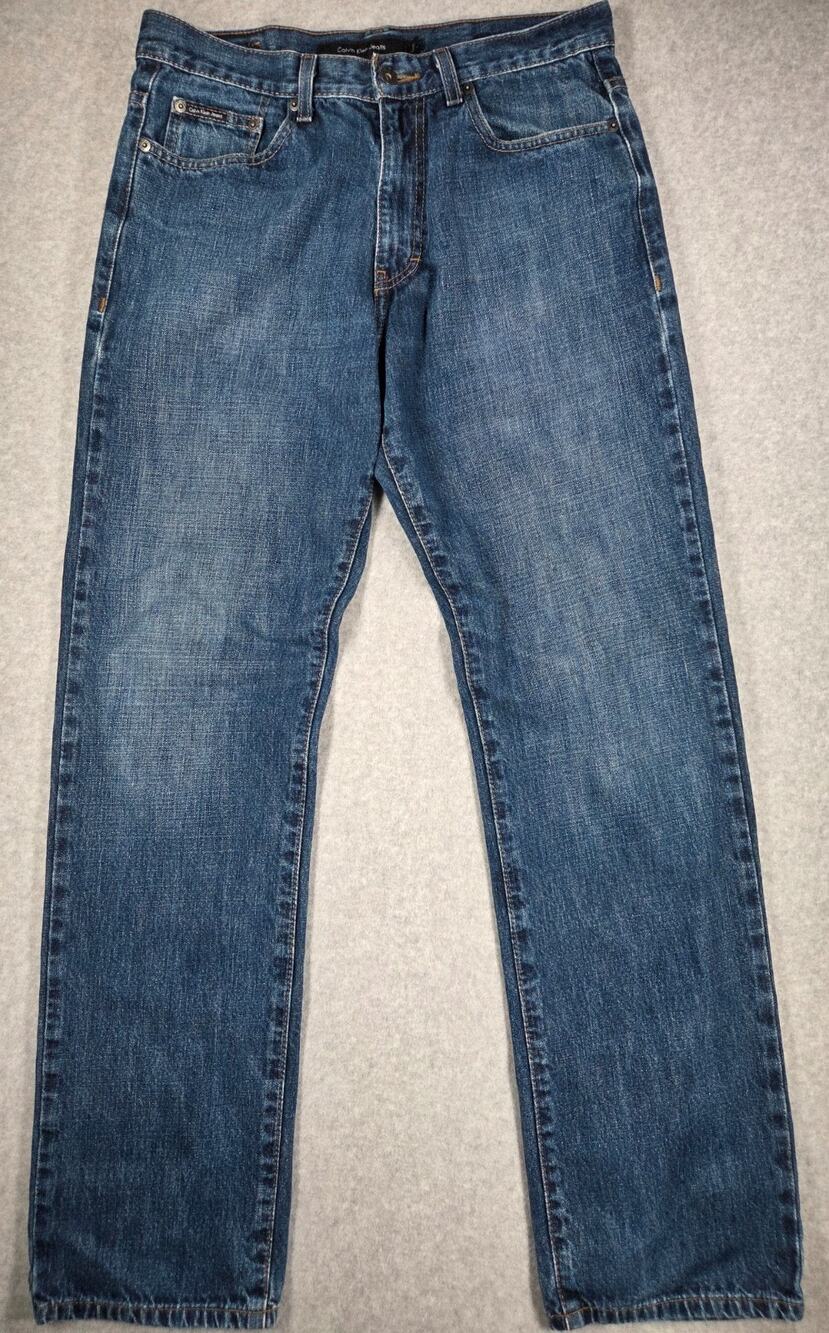 Calvin Klein Jeans Mens 32 Relaxed Straight Leg Denim Skater Y2K Blue 32 x 32